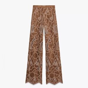 NWT ZARA FAUX SUEDE CROCHET PANTS